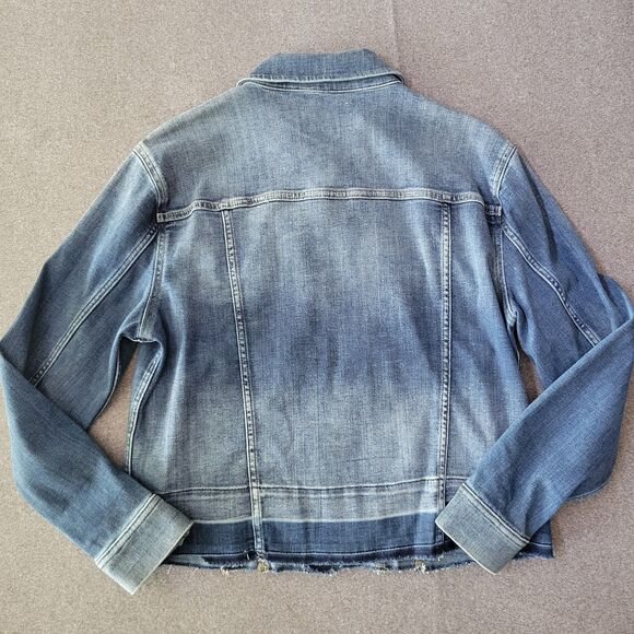 Vince Camuto M Blue Denim Trucker Jacket Raw Hem 801 - Picture 2 of 9